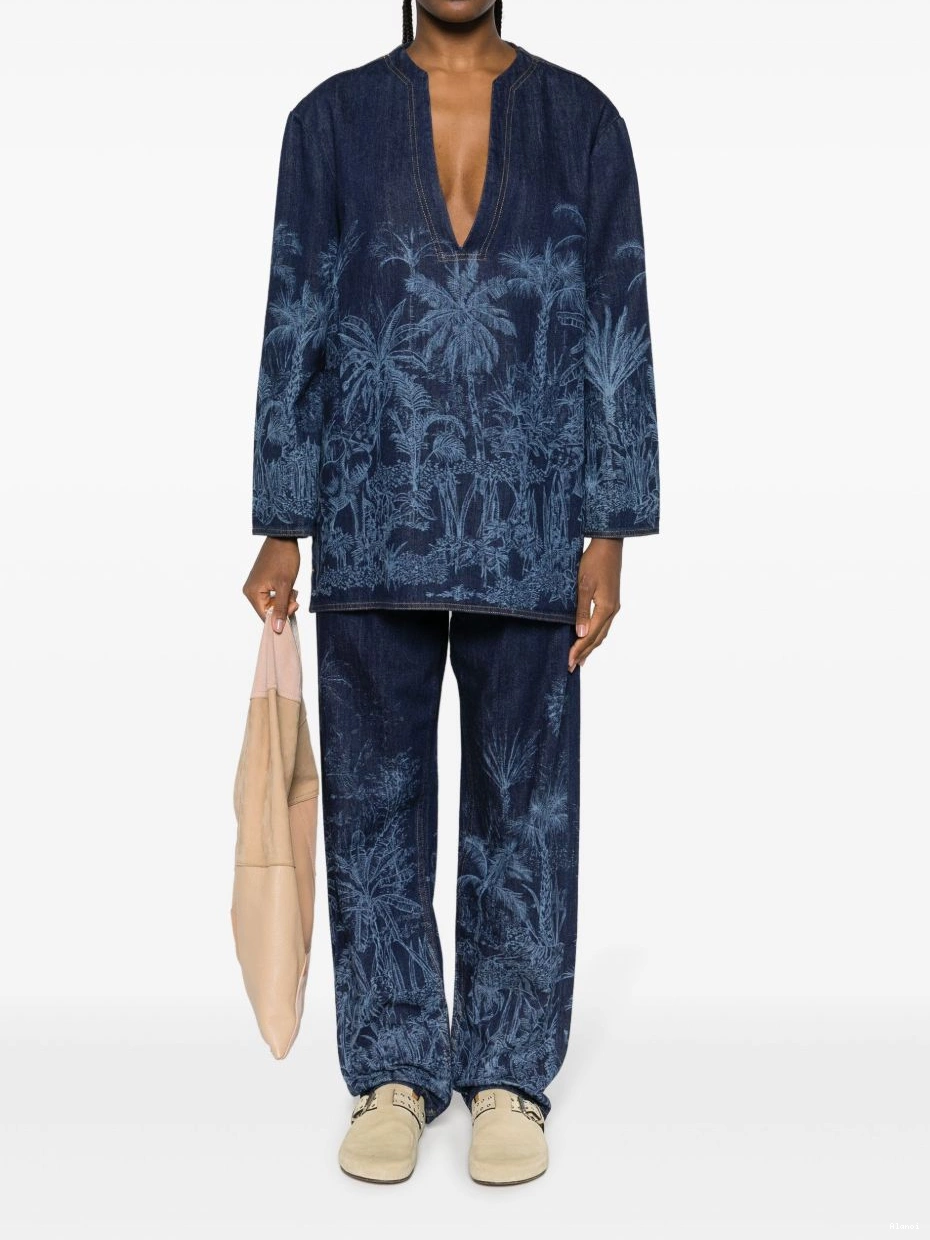 Affordable Jungle Alanui tunic denim Toile de Jouy Women 0724